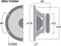 Wysokiej jakości głośnik średniotonowy HiFi, 100WMAX, 50WRMS, 4Ω