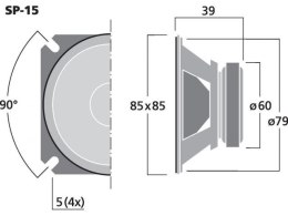 Głośnik do specjalnych zastosowań, 15WMAX, 10WRMS, 8Ω