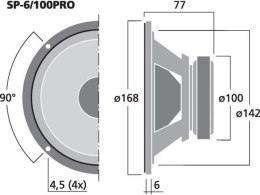 Głośnik nisko-średniotonowy PA, 100WRMS, 4Ohm