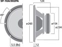 Głośnik nisko-średniotonowy PA, 300W, 8Ohm