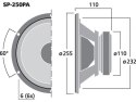 Głośnik nisko-średniotonowy PA dużej mocy, 250WMAX, 125WRMS, 8Ω