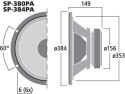 Głośniki niskotonowe PA dużej mocy, 500WMAX, 250WRMS, 8Ω (SP-380PA) oraz 4Ω (SP-384PA)