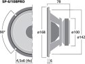 Kompaktowy głośnik nisko-średniotonowy PA, 150WMAX, 100WRMS, 8Ohm