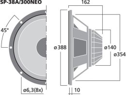 NEODYMOWY głośnik niskotonowy PA, 600WMAX, 300WRMS, 8Ω