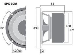 Głośnik pełnopasmowy HiFi, 20WRMS, 8Ohm