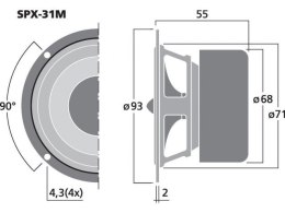 Głośnik pełnopasmowy HiFi, 20WRMS, 8Ohm