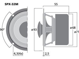 Głośnik pełnopasmowy HiFi, 20WRMS, 8Ohm