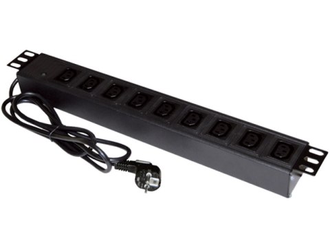 Listwa zasilająca 19" 230V - 9 gniazd (IEC320 C13), z wyłącznikiem LED, kabel 1,8m CEE 7/7 ALANTEC