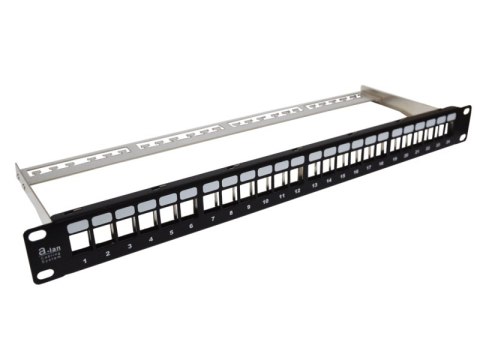 Patch panel pusty 19" modularny 24 porty 1U z podporą, niewyposażony ALANTEC