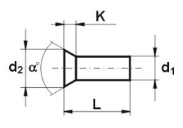 NIT ALUMINIOWY PEŁNY Z ŁBEM STOŻKOWYM PŁASKIM 5.0*30 MM