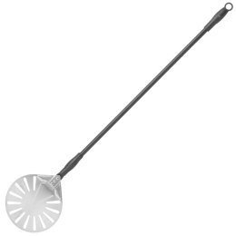 Łopata do pizzy z ruchomym uchwytem perforowana okrągła nierdzewna śr. 230 mm dł. 1200 mm - Hendi 617199