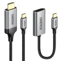 Przejściówka HUB USB Typ C - HDMI 2.0 + kabel HDMI 2m szary