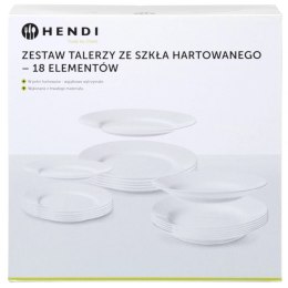 Zestaw talerzy ze szkła hartowanego 18 el. - Hendi 795224