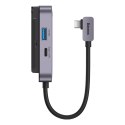 4w1 Rozdzielacz portów PadJoy HUB USB do tabletu smartfona USB-C HDMI mini jack ciemnoszary