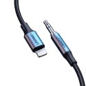 Kabel przewód audio AUX do iPhone MFI Lightning - 3.5 mmmini jack 1m szary