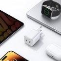 Szybka ładowarka sieciowa GaN 2x USB-C 45W QC PD biała