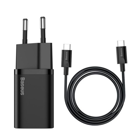 Szybka ładowarka sieciowa Super Si QC PD 25W 3A + kabel USB-C 1m czarny