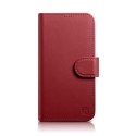 2w1 etui skórzany pokrowiec z klapką iPhone 14 Anti-RFID Wallet Case czerwony