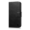 2w1 etui skórzany pokrowiec z klapką iPhone 14 Pro Anti-RFID Oil Wax Wallet Case czarny