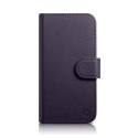 2w1 etui skórzany pokrowiec z klapką iPhone 14 Pro Anti-RFID Wallet Case ciemnofioletowy