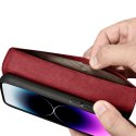 2w1 etui skórzany pokrowiec z klapką iPhone 14 Pro Anti-RFID Wallet Case czerwony