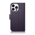 2w1 etui skórzany pokrowiec z klapką iPhone 14 Pro Max Anti-RFID Wallet Case ciemnofioletowy