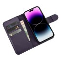 2w1 etui skórzany pokrowiec z klapką iPhone 14 Pro Max Anti-RFID Wallet Case ciemnofioletowy