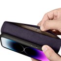 2w1 etui skórzany pokrowiec z klapką iPhone 14 Pro Max Anti-RFID Wallet Case ciemnofioletowy