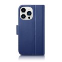 2w1 etui skórzany pokrowiec z klapką iPhone 14 Pro Max Anti-RFID Wallet Case niebieski