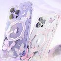 Magnetyczne etui z motylami do iPhone 14 Plus MagSafe Butterfly Series niebieskie