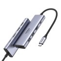 6w1 wielofunkcyjny HUB USB-C - 2x USB HDMI 4K czytnik kart SD i TF USB-C PD 100W szary