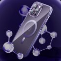 Magnetyczne etui iPhone 14 Plus MagSafe PQY Ice Crystal Series srebrne