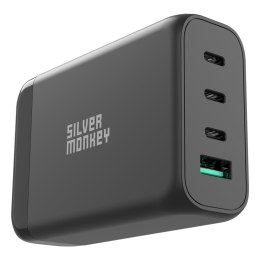 Ładowarka sieciowa GaN 130W z kablem zasilającym 3xUSB-C PD USB-A QC 3.0 czarna