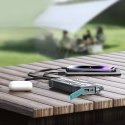 Pancerny powerbank 10000mAh outdoor z kablami USB-C microUSB Lightning i latarką - czarny