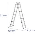 Drabina teleskopowa składana z aluminium 14 stopni 0.88-2.13/4.4 m