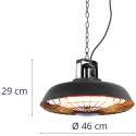 Lampa grzewcza tarasowa na podczerwień wisząca z pilotem 600/1200/1800 W