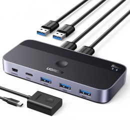 Przełącznik switch 2-in-4 na 2 komputery USB 3.0 + 2x kabel USB-A czarny